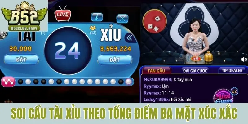 Soi cầu tài xỉu theo tổng điểm ba mặt xúc xắc